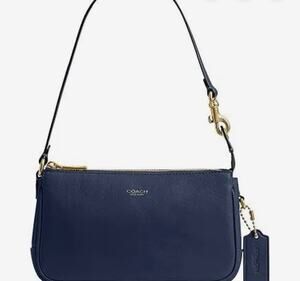 B3-002 Coach Womens Plaza Bag 18 Shoulder Bag Navy Leather CCD09